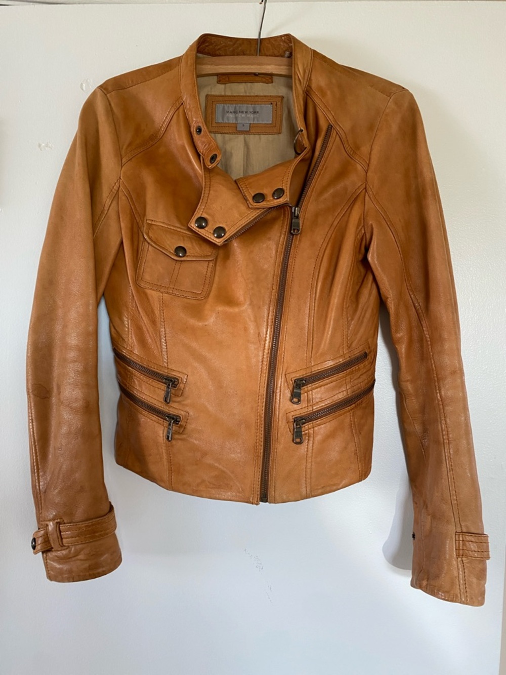 Marc New York Leather Moto Jacket Sz Sm